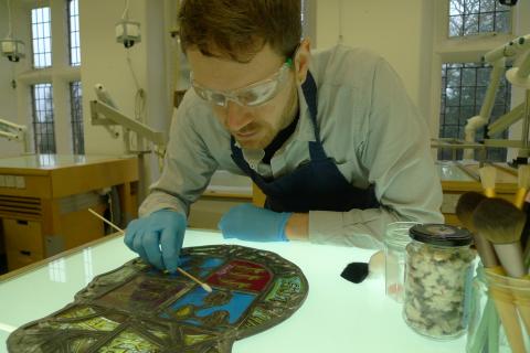 Matt Nickels was a Plowden Scholar while studying stained glass conservation at the Univesity of York.