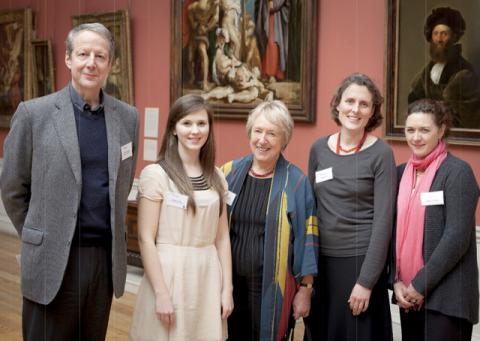 Alysia Sawicka with Trustees Francis Plowden (left) and Jane McAusland (centre).