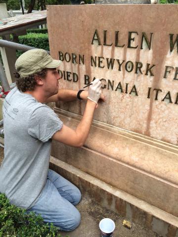 Albert treating the Allen Wallace tomb.