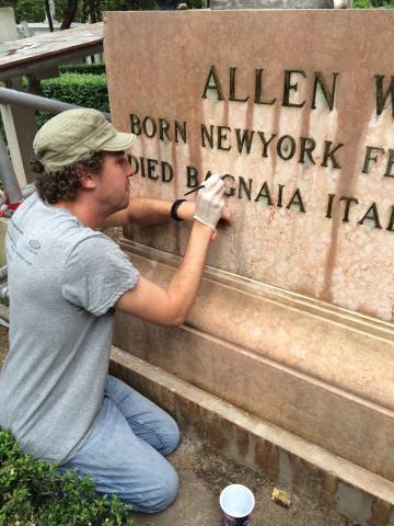 Albert treating the Allen Wallace tomb.