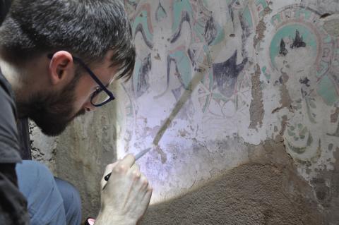 Joshua Hill (Plowden Scholar 2018) working at the Maggao Grottoes in China. He is now an Academic Fellow in Cultural Heritage at Nottingham Trent University. (c) Dunhuang Academy.